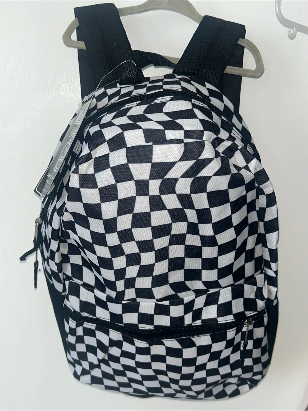 Checkerboard Black & White Backpack - Casual Unisex Daypack Moda West